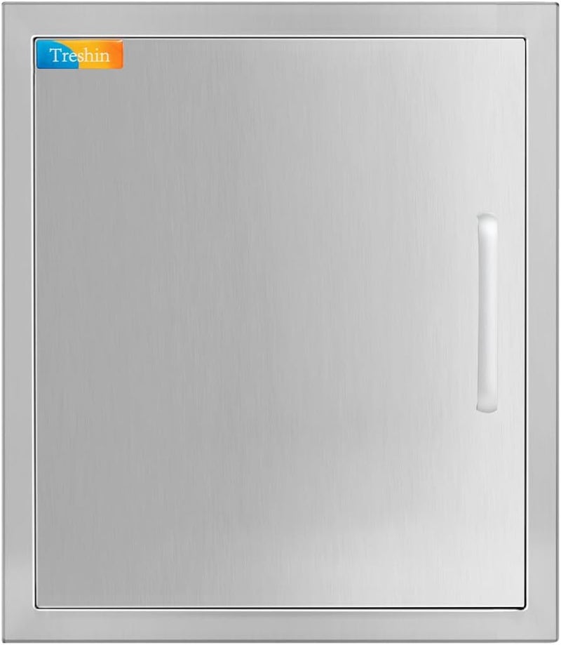 Treshin Outdoor Kitchen Doors 18" W x 20" H, Stainless Steel Single BBQ Access Door with Detachable Handles, Flush Mount, for BBQ Island, Grill Station, Outside Cabinet, Outdoor Kitchen - Image 1